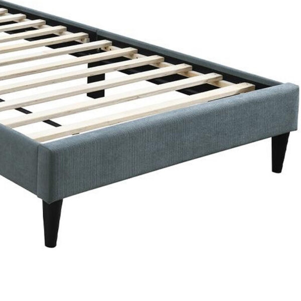 Lilian Full Bed, Tufted Gray Linen Upholstery, Biscuit Tufted Stitch