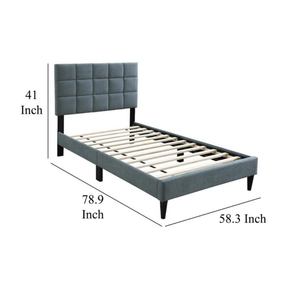 Lilian Full Bed, Tufted Gray Linen Upholstery, Biscuit Tufted Stitch