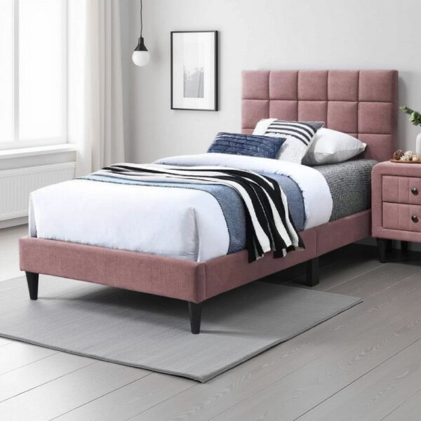 15022026699205efec87a.jpeg Lilian Twin Bed, Tufted Pink Linen Upholstery, Biscuit Tufted Stitch