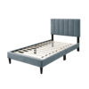 Lilian Full Bed, Soft Channel Tufted Light Gray Linen Upholstery