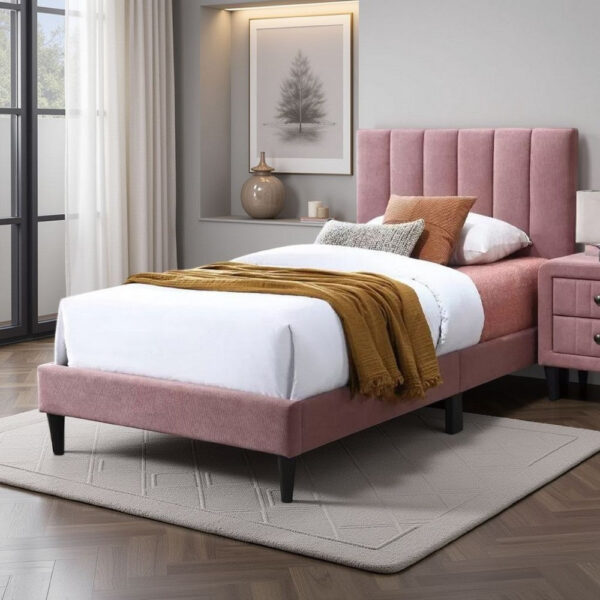 150220266992066410f37.jpeg Lilian Twin Size Bed, Blush Pink Linen Upholstery, Channel Tufted