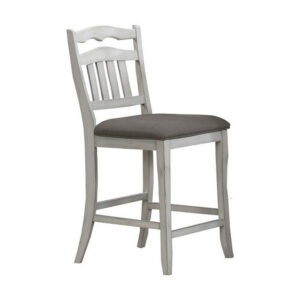 150220266992066b92673.jpeg Zeke Counter Height Chairs, Set of 2, Ladder Back, Classic White Wood, Dark Gray