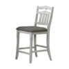 Zeke Counter Height Chairs, Set of 2, Ladder Back, Classic White Wood, Dark Gray