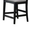 Remus Counter Height Chairs, Set of 2, Ladder Back, Black Embossed Wood, Gray Fabric