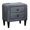 Rheo Nightstand, 2 Drawers, 22 Inch Upholstered in Dark Gray Velvet