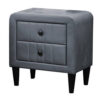 Rheo Nightstand, 2 Drawers, 22 Inch Upholstered in Dark Gray Velvet