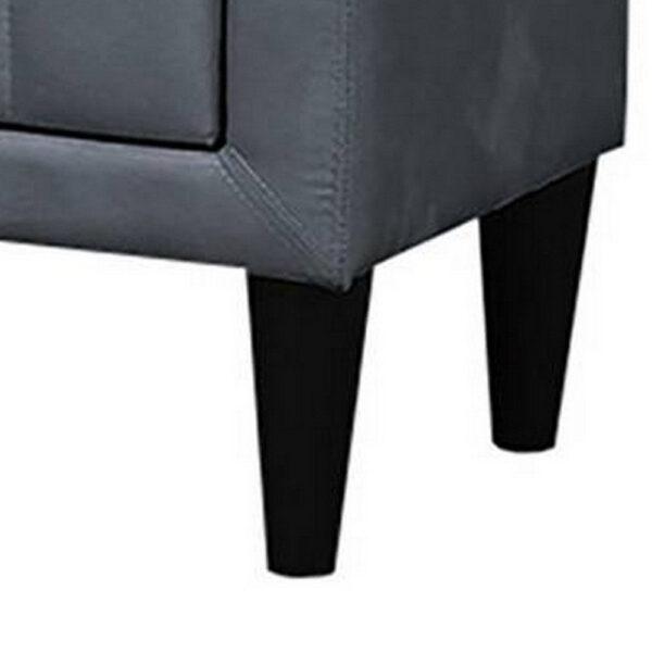 Rheo Nightstand, 2 Drawers, 22 Inch Upholstered in Dark Gray Velvet