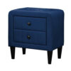 Rheo Nightstand, 2 Drawers, 22 Inch Upholstered in Navy Blue Velvet