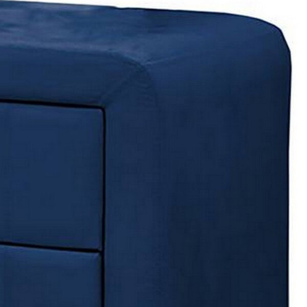 Rheo Nightstand, 2 Drawers, 22 Inch Upholstered in Navy Blue Velvet