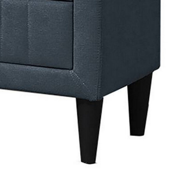 Rheo Nightstand, 2 Drawers, 22 Inch Upholstered in Charcoal Gray Linen