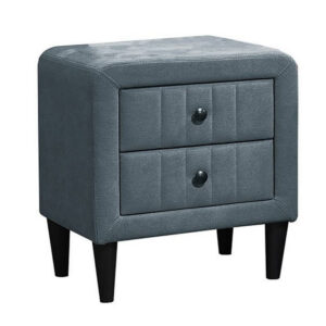 15022026699206e1260d4.jpeg Rheo Nightstand, 2 Drawer, 22 Inch Slate Gray Brushed Linen Upholstery