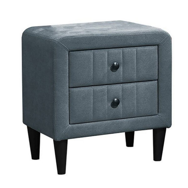 15022026699206e1260d4.jpeg Rheo Nightstand, 2 Drawer, 22 Inch Slate Gray Brushed Linen Upholstery
