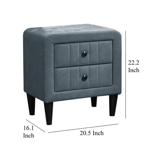 15022026699206ec5a5f5.jpeg Rheo Nightstand, 2 Drawer, 22 Inch Slate Gray Brushed Linen Upholstery