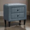 15022026699206eef1f30.jpeg Rheo Nightstand, 2 Drawer, 22 Inch Slate Gray Brushed Linen Upholstery