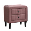 15022026699206f2b5d35.jpeg Rheo Nightstand, 2 Drawer, 22 Inch Blush Pink Brushed Linen Upholstery