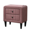 15022026699206f52beb4.jpeg Rheo Nightstand, 2 Drawer, 22 Inch Blush Pink Brushed Linen Upholstery