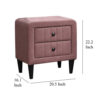 15022026699206fcd8cb2.jpeg Rheo Nightstand, 2 Drawer, 22 Inch Blush Pink Brushed Linen Upholstery