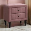 15022026699206ff67a55.jpeg Rheo Nightstand, 2 Drawer, 22 Inch Blush Pink Brushed Linen Upholstery