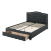 Sey Full Size Bed w Storage Drawers, Dark Gray Upholstered Headboard