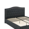 Sey Full Size Bed w Storage Drawers, Dark Gray Upholstered Headboard
