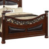 15022026699207629b975.jpeg Meo Queen Size Bed, Padded Carved Dark Brown Faux Leather Upholstered