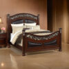 1502202669920769a83a5.jpeg Meo Queen Size Bed, Padded Carved Dark Brown Faux Leather Upholstered
