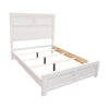 Modern Queen Size Bed, High Headboard w Low Footboard, Whitewash Wood