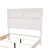 Modern Queen Size Bed, High Headboard w Low Footboard, Whitewash Wood