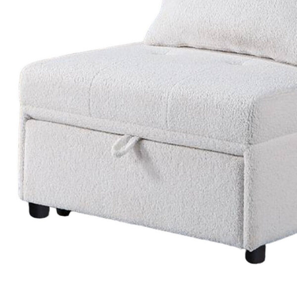 Jiya Convertible Sofa Chair to Single Bed, White Fabric, 76 Inch