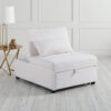 Jiya Convertible Sofa Chair to Single Bed, White Fabric, 76 Inch