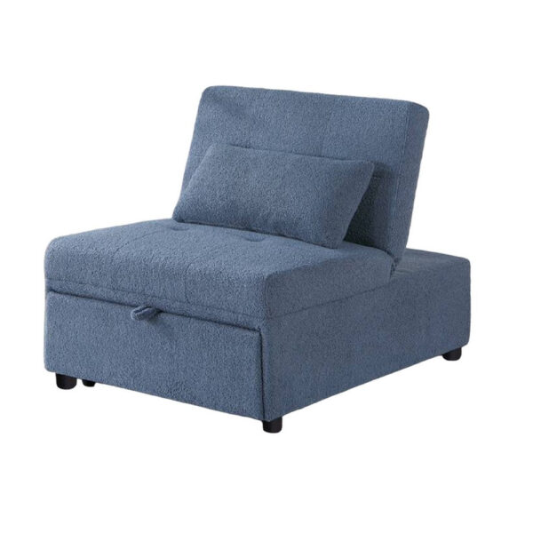 Jiya Convertible Sofa Chair to Single Bed, Blue Fabric, 76 Inch