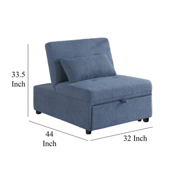 Jiya Convertible Sofa Chair to Single Bed, Blue Fabric, 76 Inch