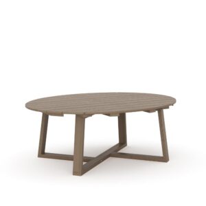 15022026699207bad9394.jpeg Azy Outdoor Coffee Table, 45 Inch Oval Natural Brown Solid Wood Top
