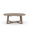 Azy Outdoor Coffee Table, 45 Inch Oval Natural Brown Solid Wood Top