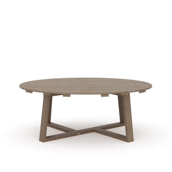 Azy Outdoor Coffee Table, 45 Inch Oval Natural Brown Solid Wood Top