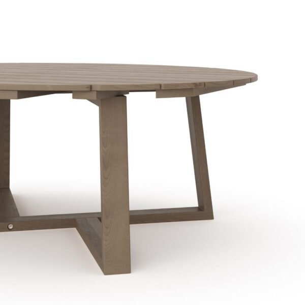 Azy Outdoor Coffee Table, 45 Inch Oval Natural Brown Solid Wood Top