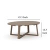 Azy Outdoor Coffee Table, 45 Inch Oval Natural Brown Solid Wood Top