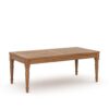 Pena Outdoor Coffee Table, 47 Inch Rectangular Slat Brown Acacia Wood