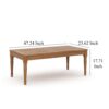 Pena Outdoor Coffee Table, 47 Inch Rectangular Slat Brown Acacia Wood
