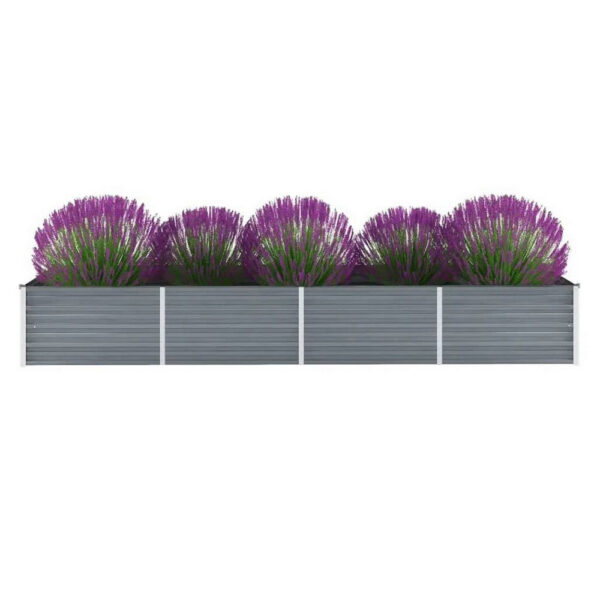 Raised Garden Flower Bed, 32 x 126 Galvanized Steel Gray, Rectangular