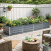 Raised Garden Flower Bed, 32 x 126 Galvanized Steel Gray, Rectangular