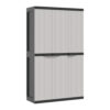 Kion Outdoor Storage Cabinet w 3 Doors, Shelves, 38 Inch Gray, Black
