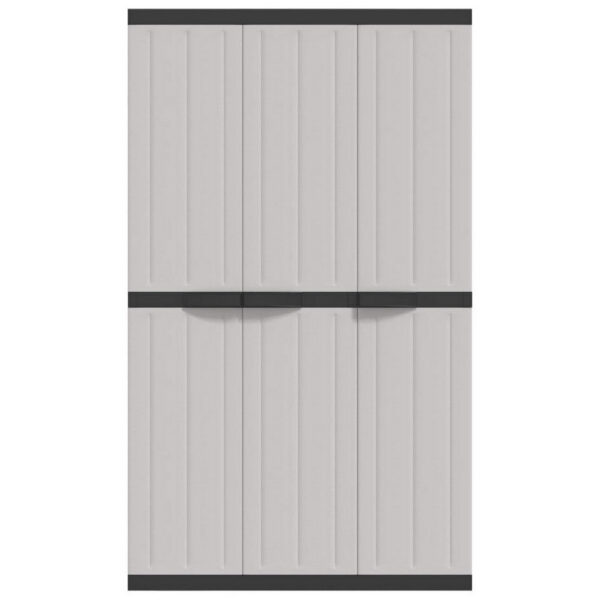 Kion Outdoor Storage Cabinet w 3 Doors, Shelves, 38 Inch Gray, Black