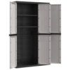 Kion Outdoor Storage Cabinet w 3 Doors, Shelves, 38 Inch Gray, Black