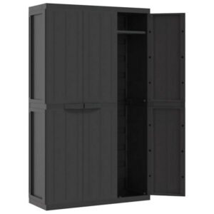 Kion Outdoor Storage Cabinet w 2 Doors, Shelves, 38 Inch Classic Black