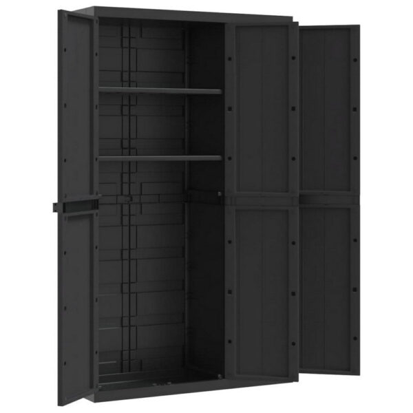 Kion Outdoor Storage Cabinet w 2 Doors, Shelves, 38 Inch Classic Black
