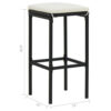 Outdoor Barstool Set of 4, Cream White Cushion, Black Poly Rattan