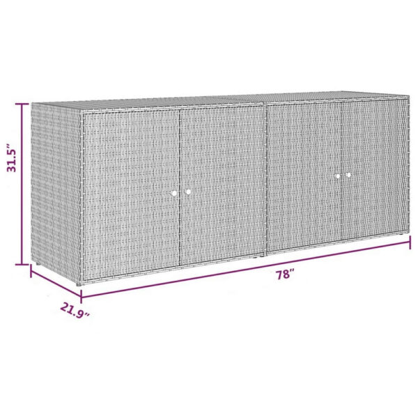 150220266992084942c0a.jpeg Outdoor Storage Cabinet, 78 Inch Gray Poly Rattan and Brown Solid Wood