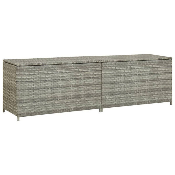Outdoor Storage Cabinet, 79 Inch Light Gray Poly Rattan and Metal