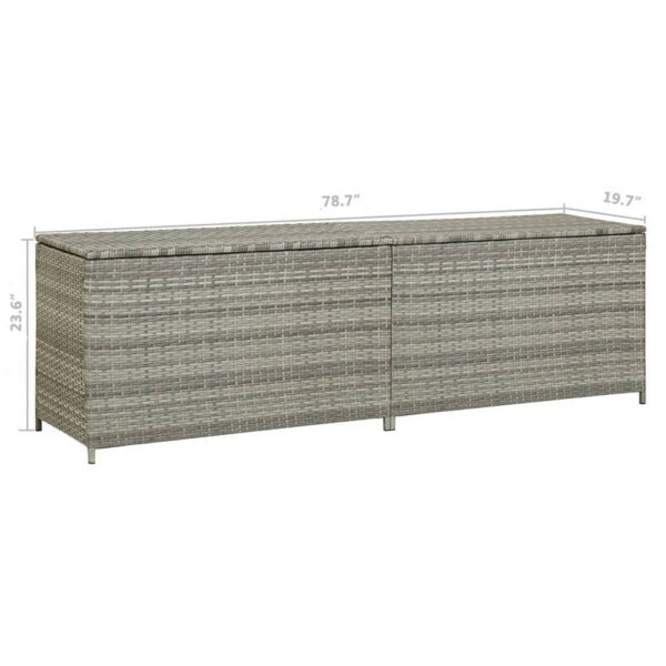 Outdoor Storage Cabinet, 79 Inch Light Gray Poly Rattan and Metal
